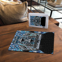 Aotearoa Ngati Porou Puzzle Maori Light Blue Tribal Paua Shell Pattern