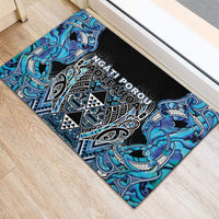 Aotearoa Ngati Porou Rubber Doormat Maori Light Blue Tribal Paua Shell Pattern