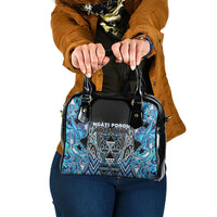 Aotearoa Ngati Porou Shoulder Handbag Maori Light Blue Tribal Paua Shell Pattern