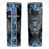 Aotearoa Ngati Porou Skinny Tumbler Maori Light Blue Tribal Paua Shell Pattern