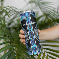 Aotearoa Ngati Porou Skinny Tumbler Maori Light Blue Tribal Paua Shell Pattern