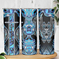 Aotearoa Ngati Porou Skinny Tumbler Maori Light Blue Tribal Paua Shell Pattern