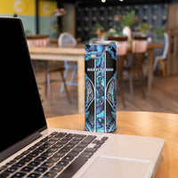 Aotearoa Ngati Porou Skinny Tumbler Maori Light Blue Tribal Paua Shell Pattern