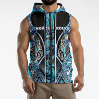 Aotearoa Ngati Porou Sleeveless Zip Hoodie Maori Light Blue Tribal Paua Shell Pattern