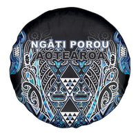 Aotearoa Ngati Porou Spare Tire Cover Maori Light Blue Tribal Paua Shell Pattern