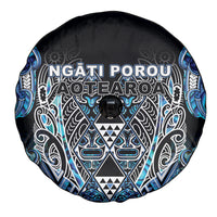 Aotearoa Ngati Porou Spare Tire Cover Maori Light Blue Tribal Paua Shell Pattern
