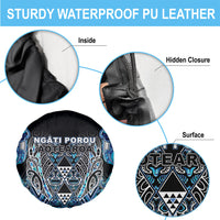 Aotearoa Ngati Porou Spare Tire Cover Maori Light Blue Tribal Paua Shell Pattern