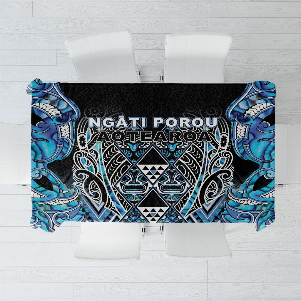 Aotearoa Ngati Porou Tablecloth Maori Light Blue Tribal Paua Shell Pattern DT05 Blue - Polynesian Pride