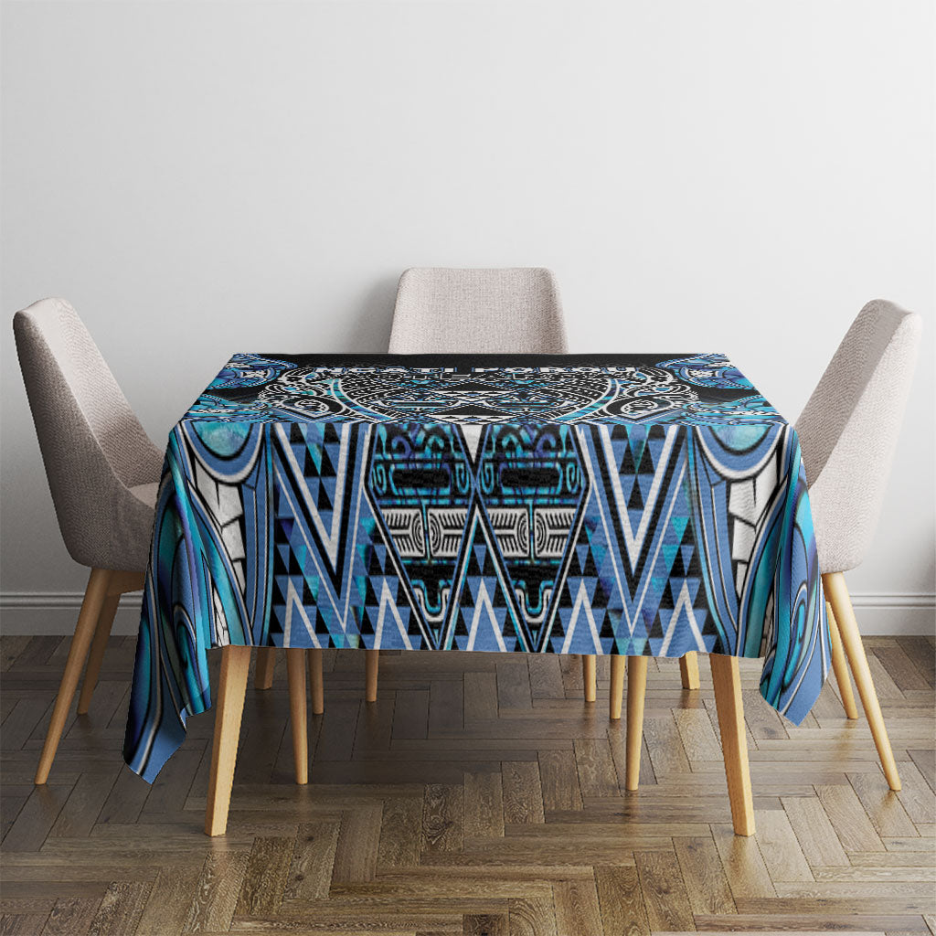 Aotearoa Ngati Porou Tablecloth Maori Light Blue Tribal Paua Shell Pattern