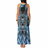 Aotearoa Ngati Porou Tank Maxi Dress Maori Light Blue Tribal Paua Shell Pattern