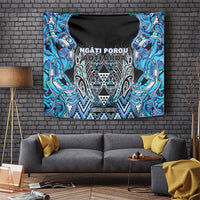 Aotearoa Ngati Porou Tapestry Maori Light Blue Tribal Paua Shell Pattern