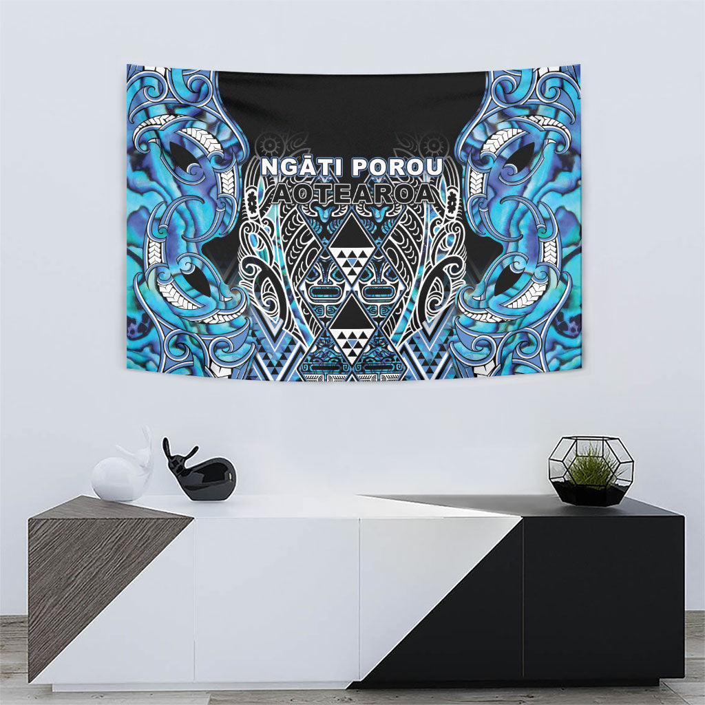 Aotearoa Ngati Porou Tapestry Maori Light Blue Tribal Paua Shell Pattern