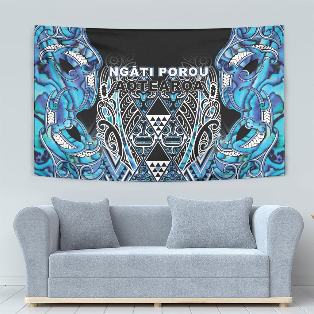 Aotearoa Ngati Porou Tapestry Maori Light Blue Tribal Paua Shell Pattern