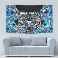 Aotearoa Ngati Porou Tapestry Maori Light Blue Tribal Paua Shell Pattern