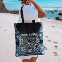 Aotearoa Ngati Porou Tote Bag Maori Light Blue Tribal Paua Shell Pattern