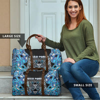 Aotearoa Ngati Porou Travel Bag Maori Light Blue Tribal Paua Shell Pattern