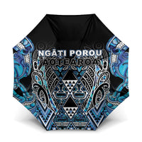 Aotearoa Ngati Porou Umbrella Maori Light Blue Tribal Paua Shell Pattern
