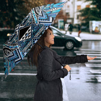 Aotearoa Ngati Porou Umbrella Maori Light Blue Tribal Paua Shell Pattern