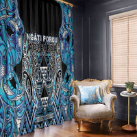 Aotearoa Ngati Porou Window Curtain Maori Light Blue Tribal Paua Shell Pattern