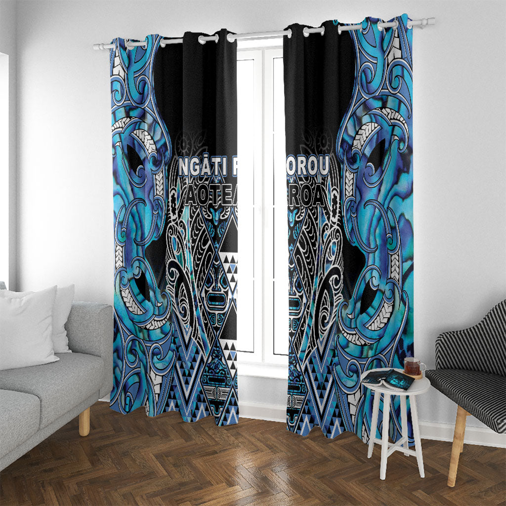 Aotearoa Ngati Porou Window Curtain Maori Light Blue Tribal Paua Shell Pattern
