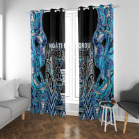 Aotearoa Ngati Porou Window Curtain Maori Light Blue Tribal Paua Shell Pattern