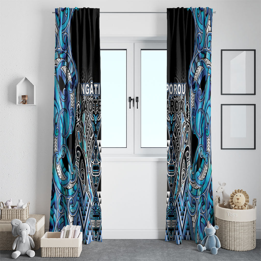 Aotearoa Ngati Porou Window Curtain Maori Light Blue Tribal Paua Shell Pattern