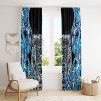 Aotearoa Ngati Porou Window Curtain Maori Light Blue Tribal Paua Shell Pattern