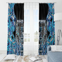 Aotearoa Ngati Porou Window Curtain Maori Light Blue Tribal Paua Shell Pattern