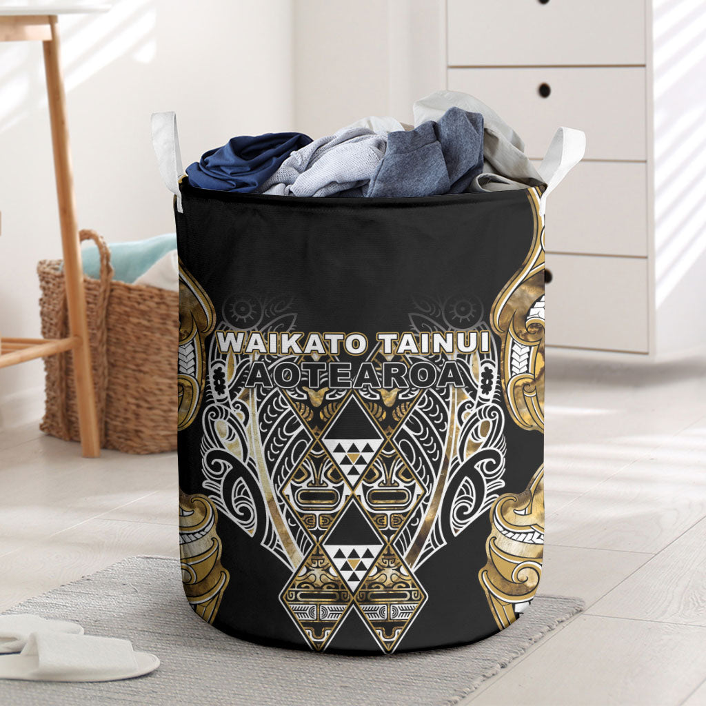 Aotearoa Waikato Tainui Laundry Basket Maori Light Gold Tribal Paua Shell Pattern DT05 Yellow - Polynesian Pride