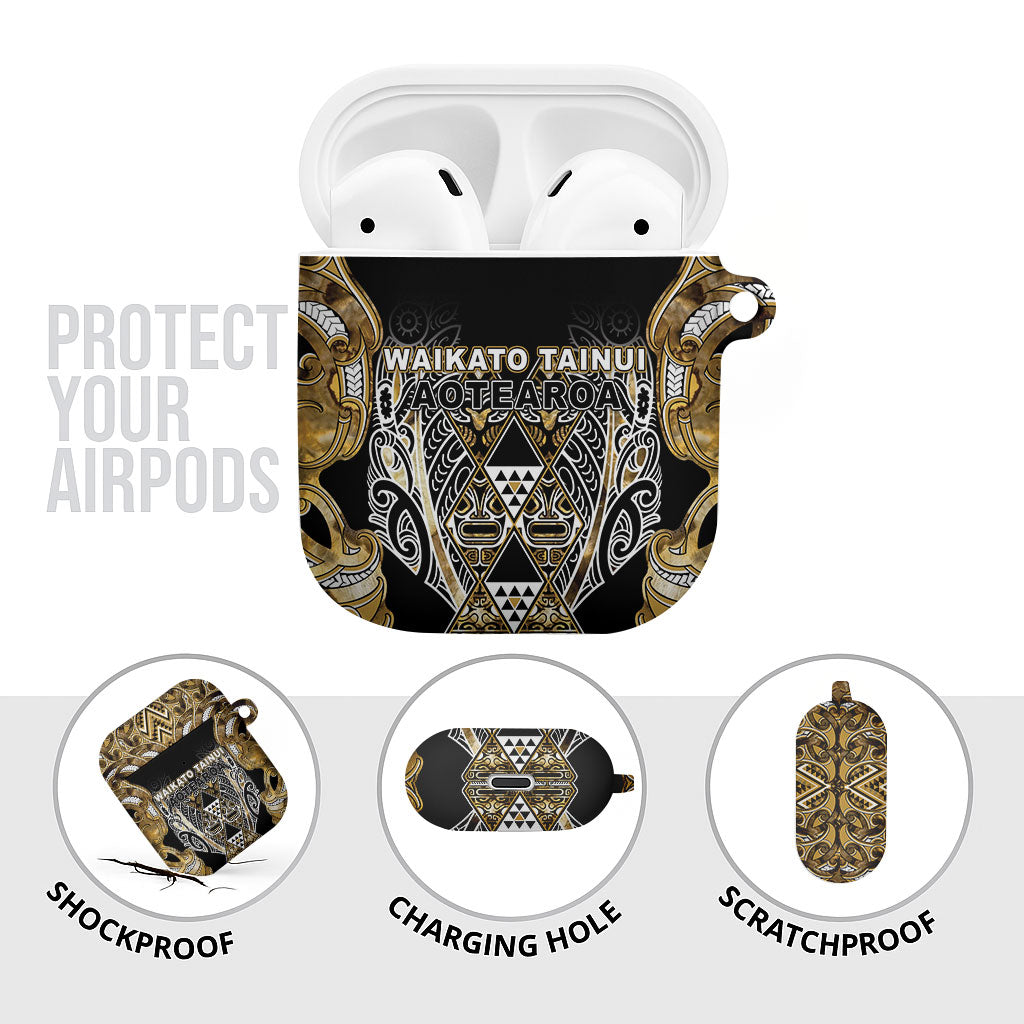 Aotearoa Waikato Tainui AirPods Case Maori Light Gold Tribal Paua Shell Pattern