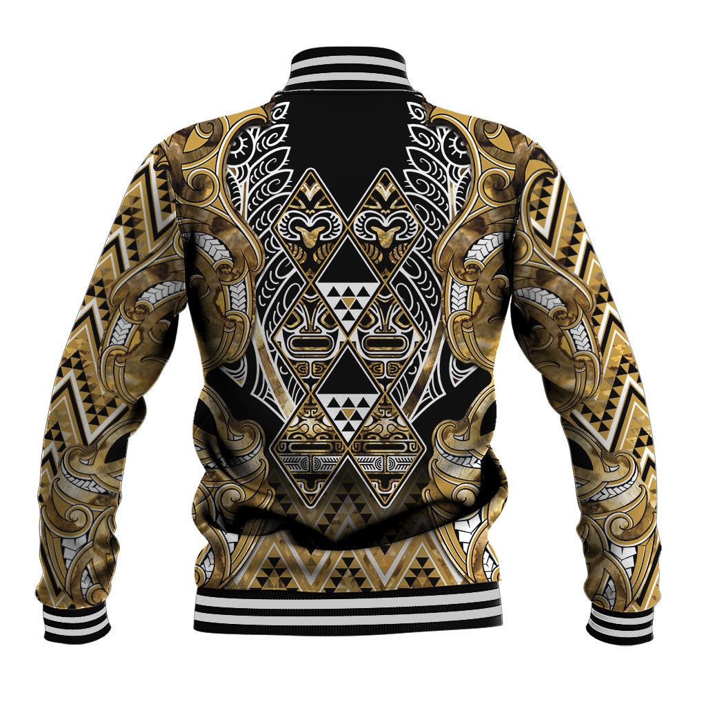 Aotearoa Waikato Tainui Baseball Jacket Maori Light Gold Tribal Paua Shell Pattern