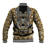 Aotearoa Waikato Tainui Baseball Jacket Maori Light Gold Tribal Paua Shell Pattern