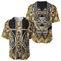 Aotearoa Waikato Tainui Baseball Jersey Maori Light Gold Tribal Paua Shell Pattern