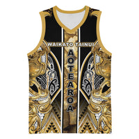 Aotearoa Waikato Tainui Basketball Jersey Maori Light Gold Tribal Paua Shell Pattern