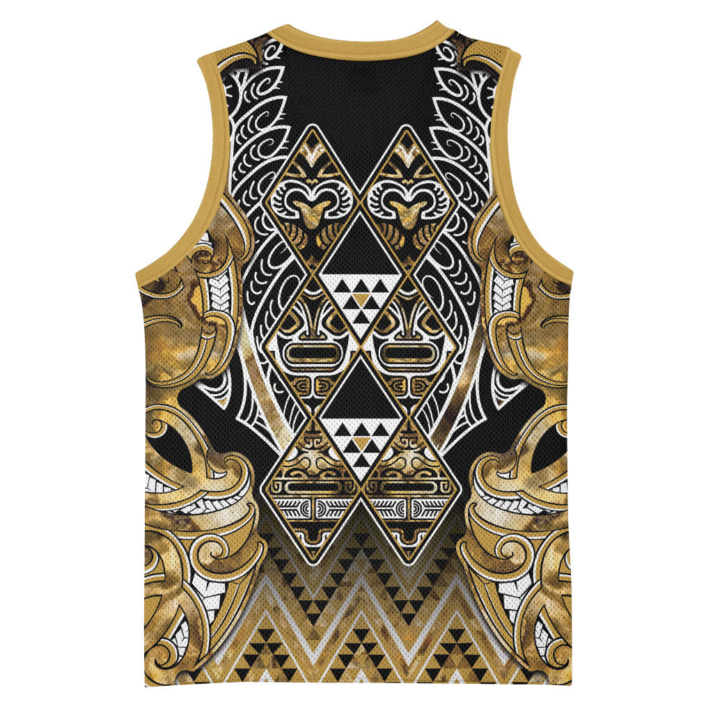 Aotearoa Waikato Tainui Basketball Jersey Maori Light Gold Tribal Paua Shell Pattern