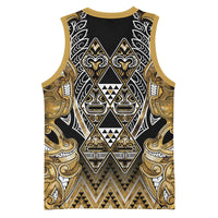 Aotearoa Waikato Tainui Basketball Jersey Maori Light Gold Tribal Paua Shell Pattern