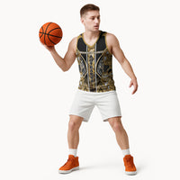 Aotearoa Waikato Tainui Basketball Jersey Maori Light Gold Tribal Paua Shell Pattern