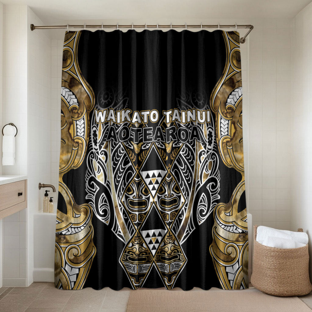 Aotearoa Waikato Tainui Bathroom Set Maori Light Gold Tribal Paua Shell Pattern