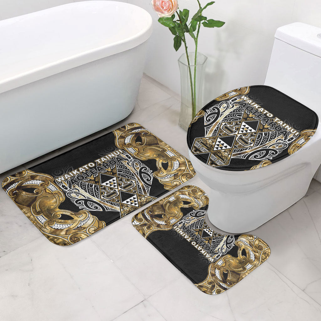 Aotearoa Waikato Tainui Bathroom Set Maori Light Gold Tribal Paua Shell Pattern