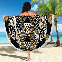 Aotearoa Waikato Tainui Beach Blanket Maori Light Gold Tribal Paua Shell Pattern