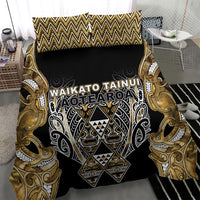 Aotearoa Waikato Tainui Bedding Set Maori Light Gold Tribal Paua Shell Pattern