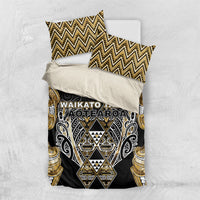 Aotearoa Waikato Tainui Bedding Set Maori Light Gold Tribal Paua Shell Pattern
