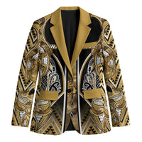 Aotearoa Waikato Tainui Blazer Maori Light Gold Tribal Paua Shell Pattern