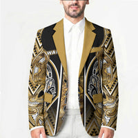Aotearoa Waikato Tainui Blazer Maori Light Gold Tribal Paua Shell Pattern