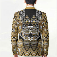 Aotearoa Waikato Tainui Blazer Maori Light Gold Tribal Paua Shell Pattern