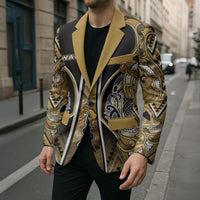 Aotearoa Waikato Tainui Blazer Maori Light Gold Tribal Paua Shell Pattern