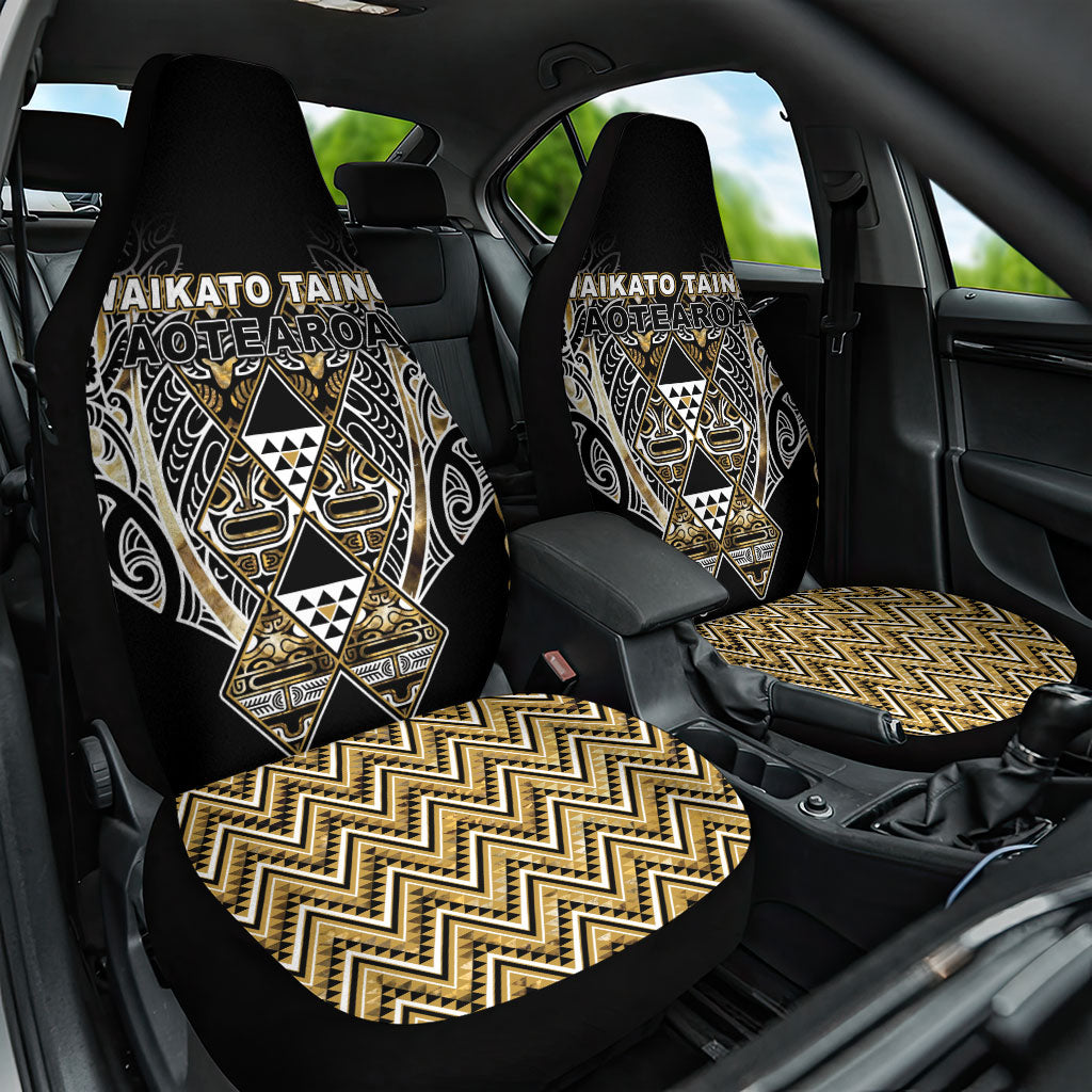 Aotearoa Waikato Tainui Car Seat Cover Maori Light Gold Tribal Paua Shell Pattern