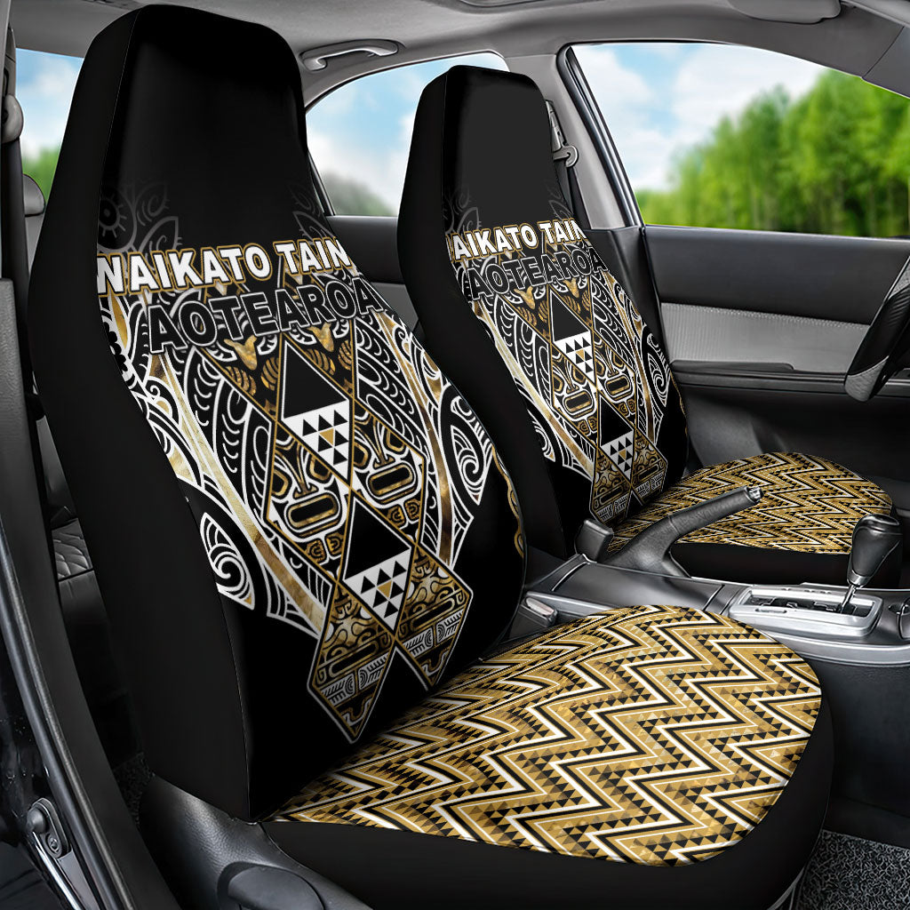 Aotearoa Waikato Tainui Car Seat Cover Maori Light Gold Tribal Paua Shell Pattern