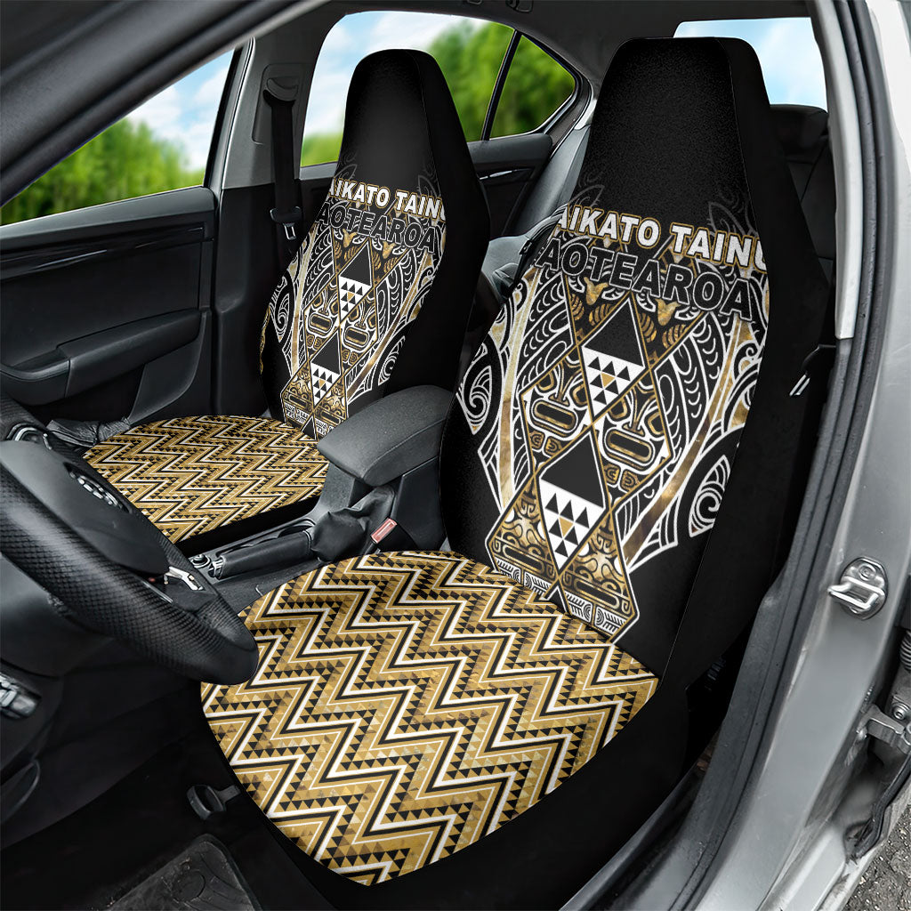 Aotearoa Waikato Tainui Car Seat Cover Maori Light Gold Tribal Paua Shell Pattern