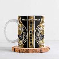Aotearoa Waikato Tainui Ceramic Mug Maori Light Gold Tribal Paua Shell Pattern